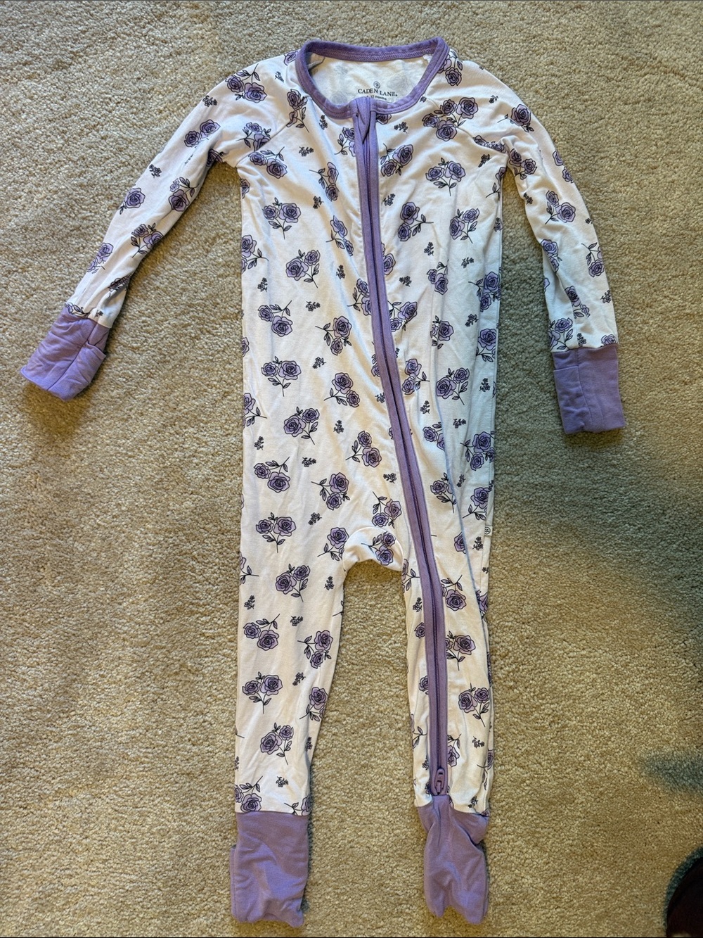 Caden Lane Bamboo Lavender Purple Floral One-Piece Pajamas